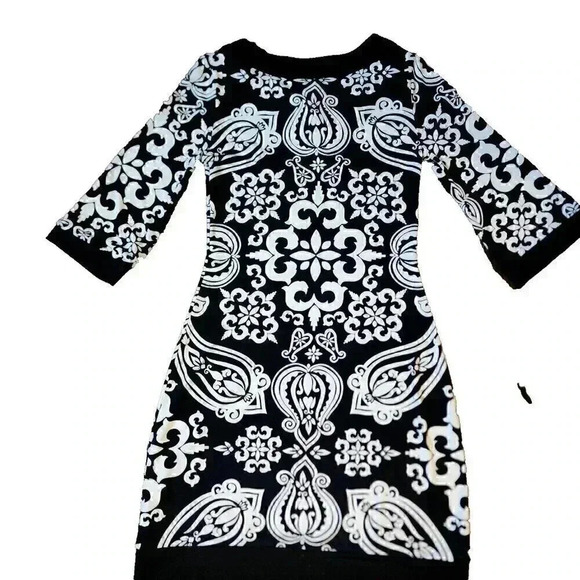 White House Black Market Black Womens Size XXS 3/4 Sleeves Dress WHBM Stretchy - Picture 2 of 6